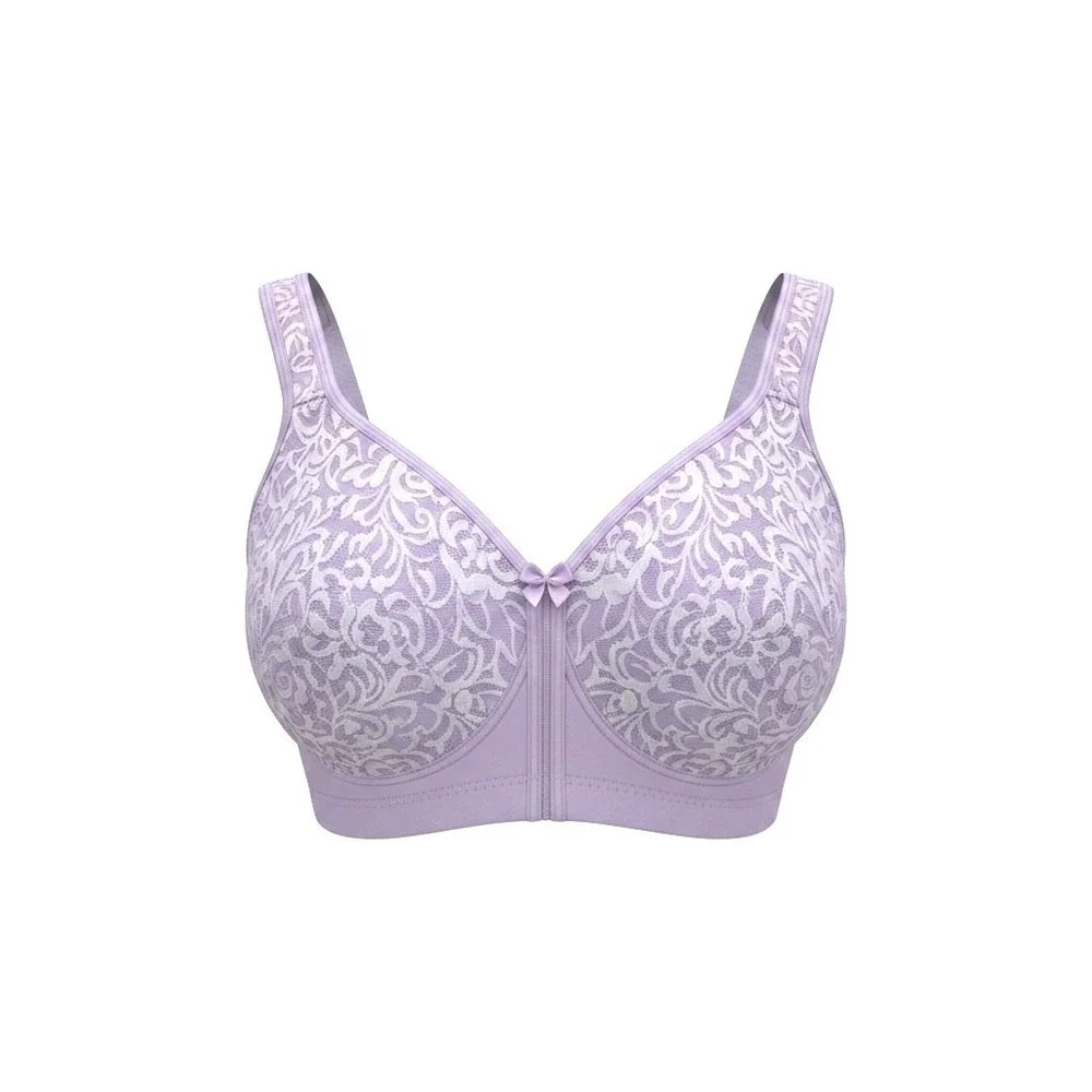 (D-115) Breezies Lace Bra 38DD Purple Front Closure Wireless Comfort QVC New